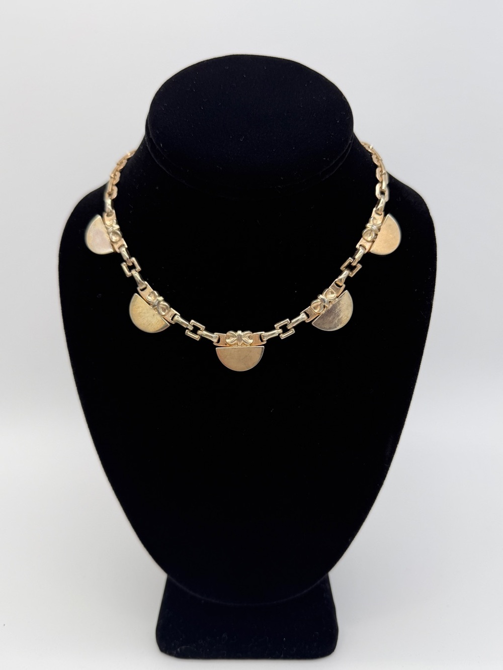 Vintage 1950s Barclay Gold Tone Geometric Choker Necklace